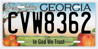 GA license plate CVW8362