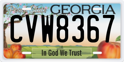 GA license plate CVW8367