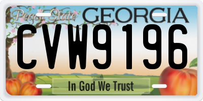 GA license plate CVW9196