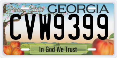 GA license plate CVW9399