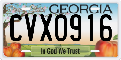 GA license plate CVX0916