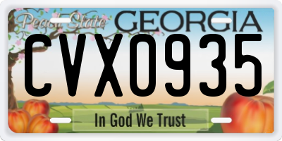 GA license plate CVX0935