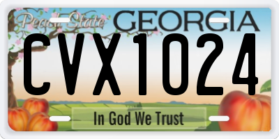 GA license plate CVX1024