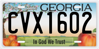 GA license plate CVX1602