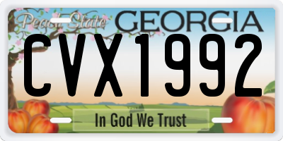 GA license plate CVX1992