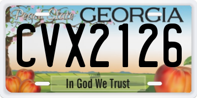 GA license plate CVX2126