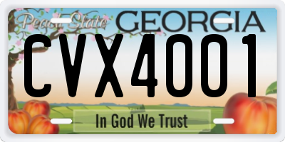 GA license plate CVX4001