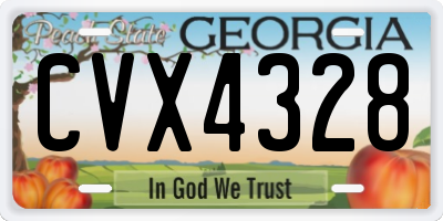GA license plate CVX4328