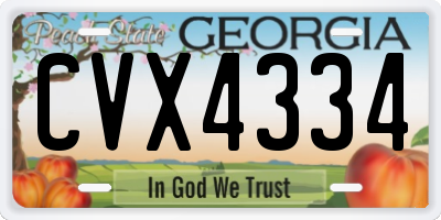 GA license plate CVX4334
