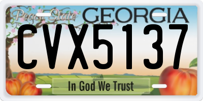 GA license plate CVX5137