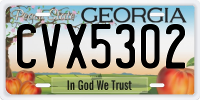 GA license plate CVX5302