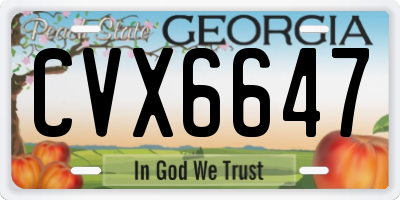 GA license plate CVX6647