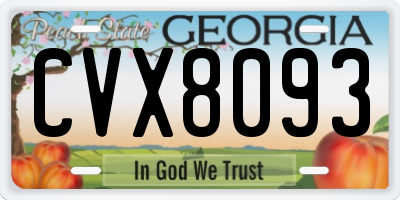 GA license plate CVX8093