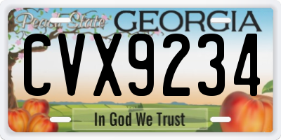 GA license plate CVX9234