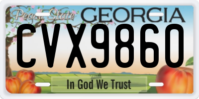 GA license plate CVX9860