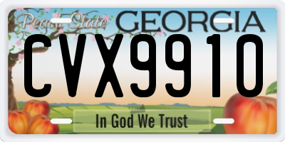 GA license plate CVX9910