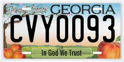 GA license plate CVY0093