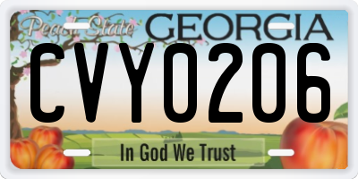 GA license plate CVY0206