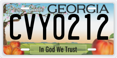 GA license plate CVY0212