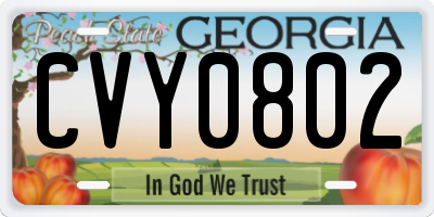 GA license plate CVY0802