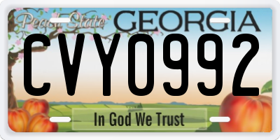 GA license plate CVY0992