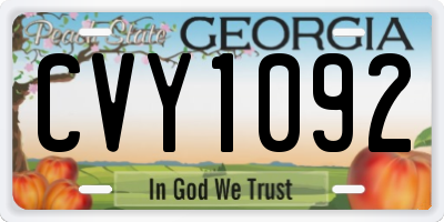 GA license plate CVY1092