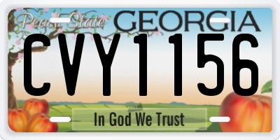 GA license plate CVY1156