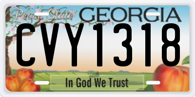 GA license plate CVY1318