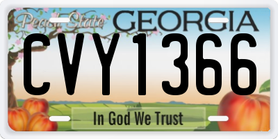 GA license plate CVY1366