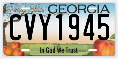 GA license plate CVY1945