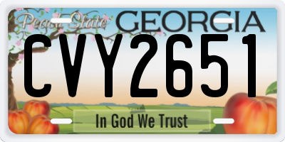 GA license plate CVY2651