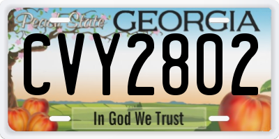 GA license plate CVY2802