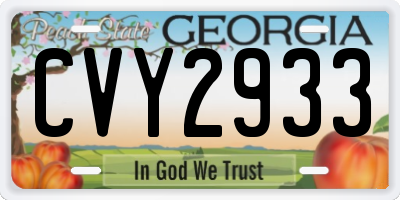 GA license plate CVY2933