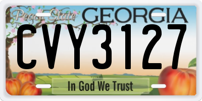 GA license plate CVY3127