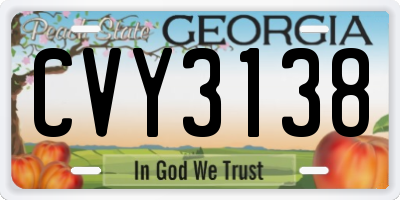 GA license plate CVY3138