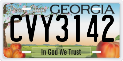 GA license plate CVY3142