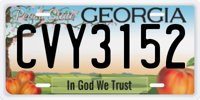 GA license plate CVY3152