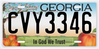 GA license plate CVY3346