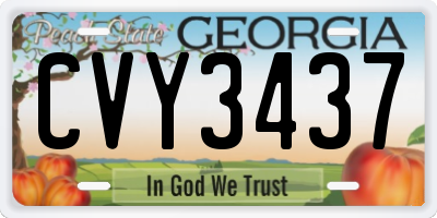GA license plate CVY3437