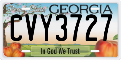 GA license plate CVY3727