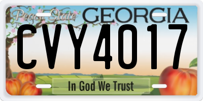 GA license plate CVY4017