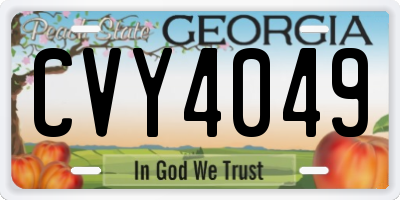 GA license plate CVY4049