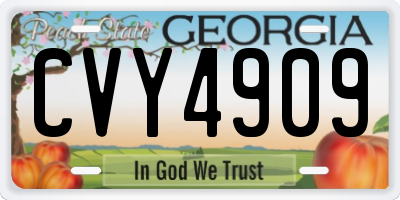 GA license plate CVY4909