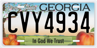 GA license plate CVY4934