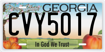 GA license plate CVY5017
