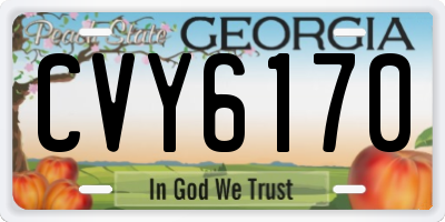 GA license plate CVY6170