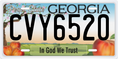 GA license plate CVY6520