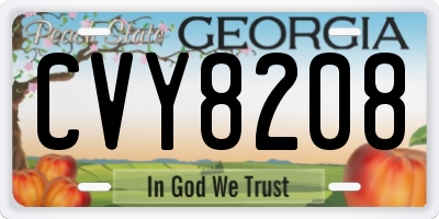 GA license plate CVY8208