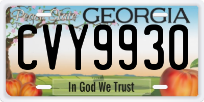 GA license plate CVY9930