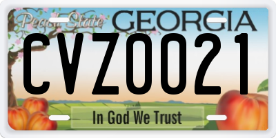 GA license plate CVZ0021